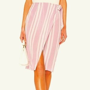 superdown Pink Striped Midi Skirt